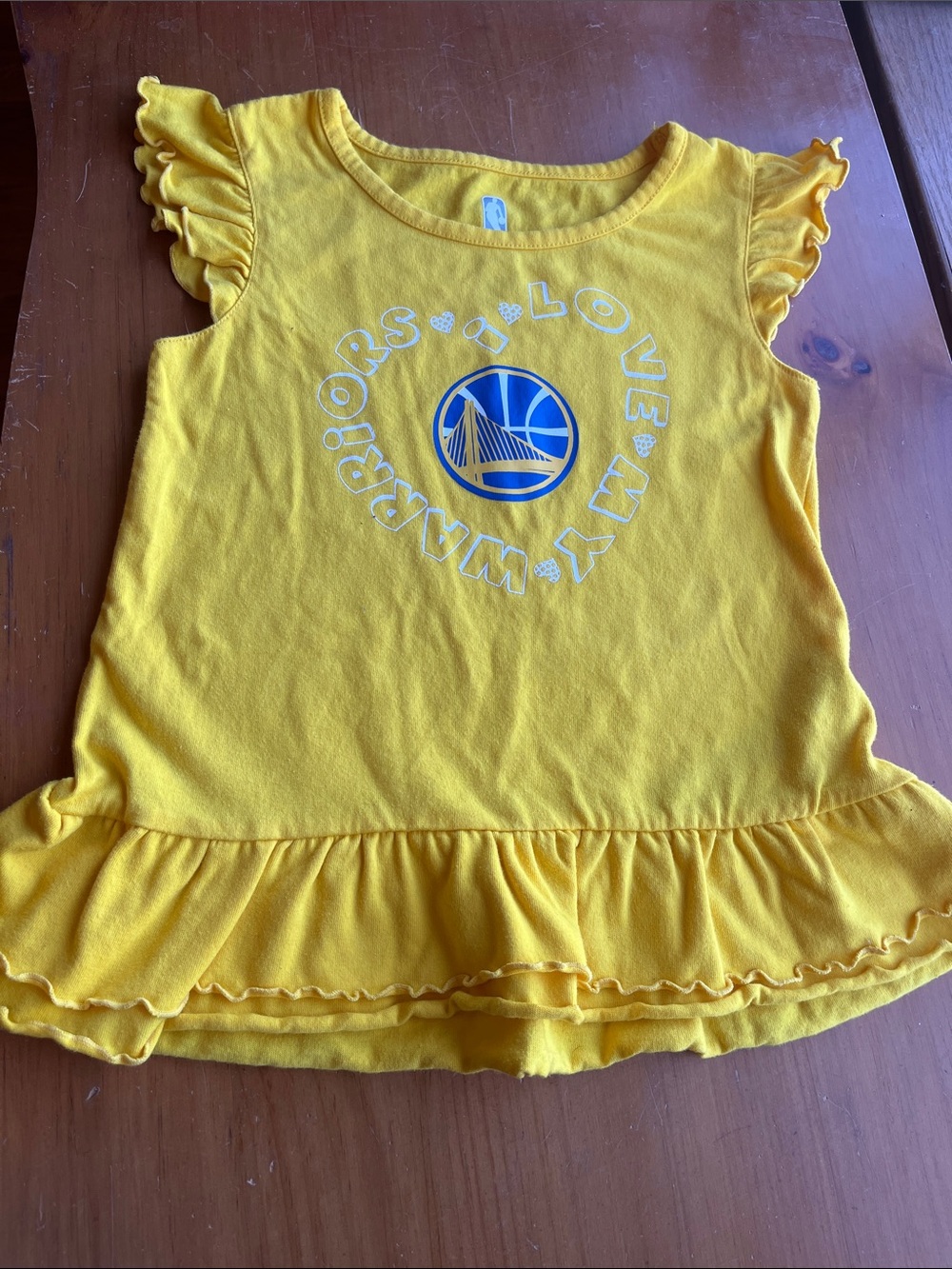 KIDS size NBA Yellow Golden State Warriors Ruffle Tank Top for Kids